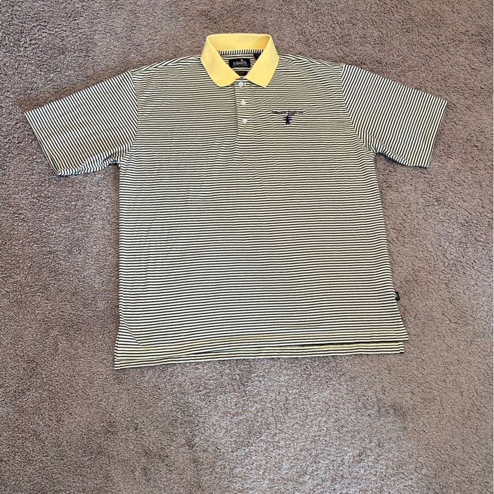 Ashworth Weather Systems Men’s Butter Yellow  Preppy  Polo Moisture Wicking XL
